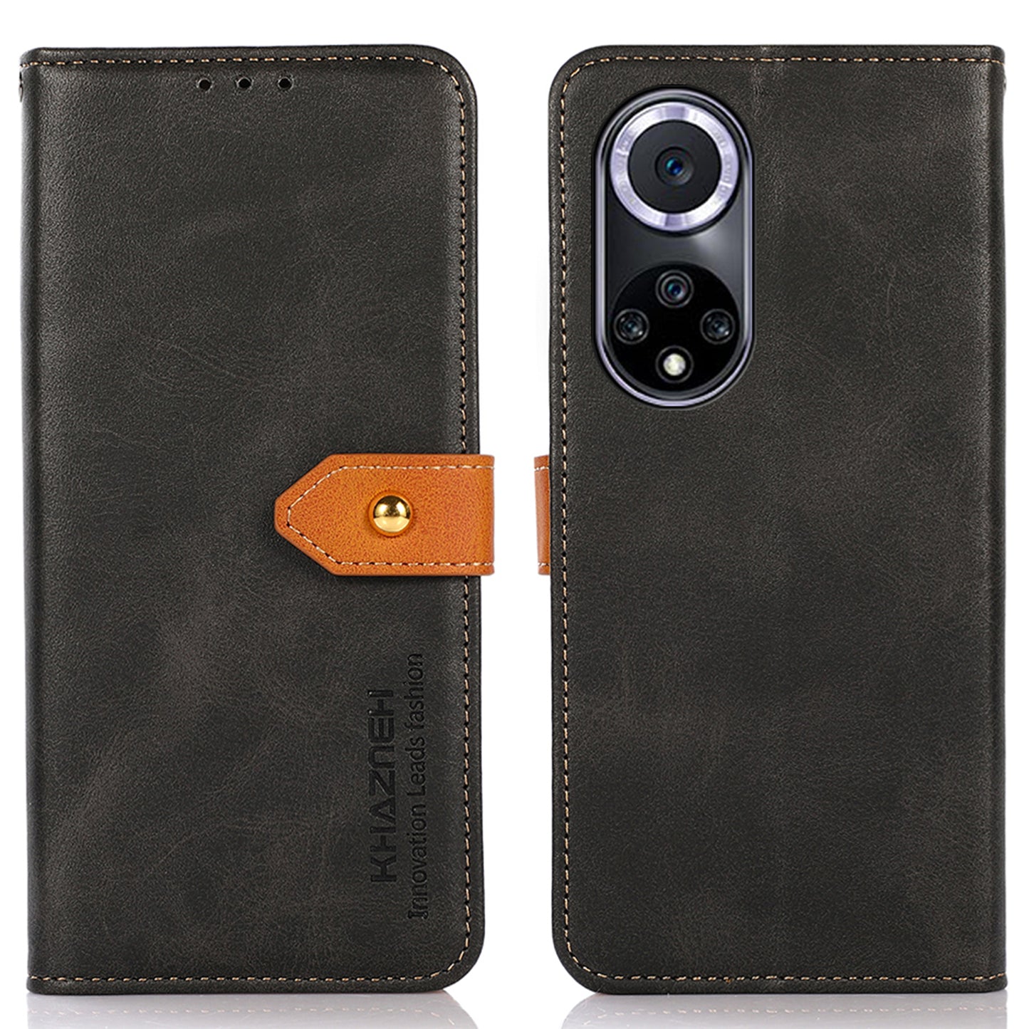 KHAZNEH Wallet Stand Magnetic Golden Clasp Shock Absorption Leather Cover Case for Honor 50