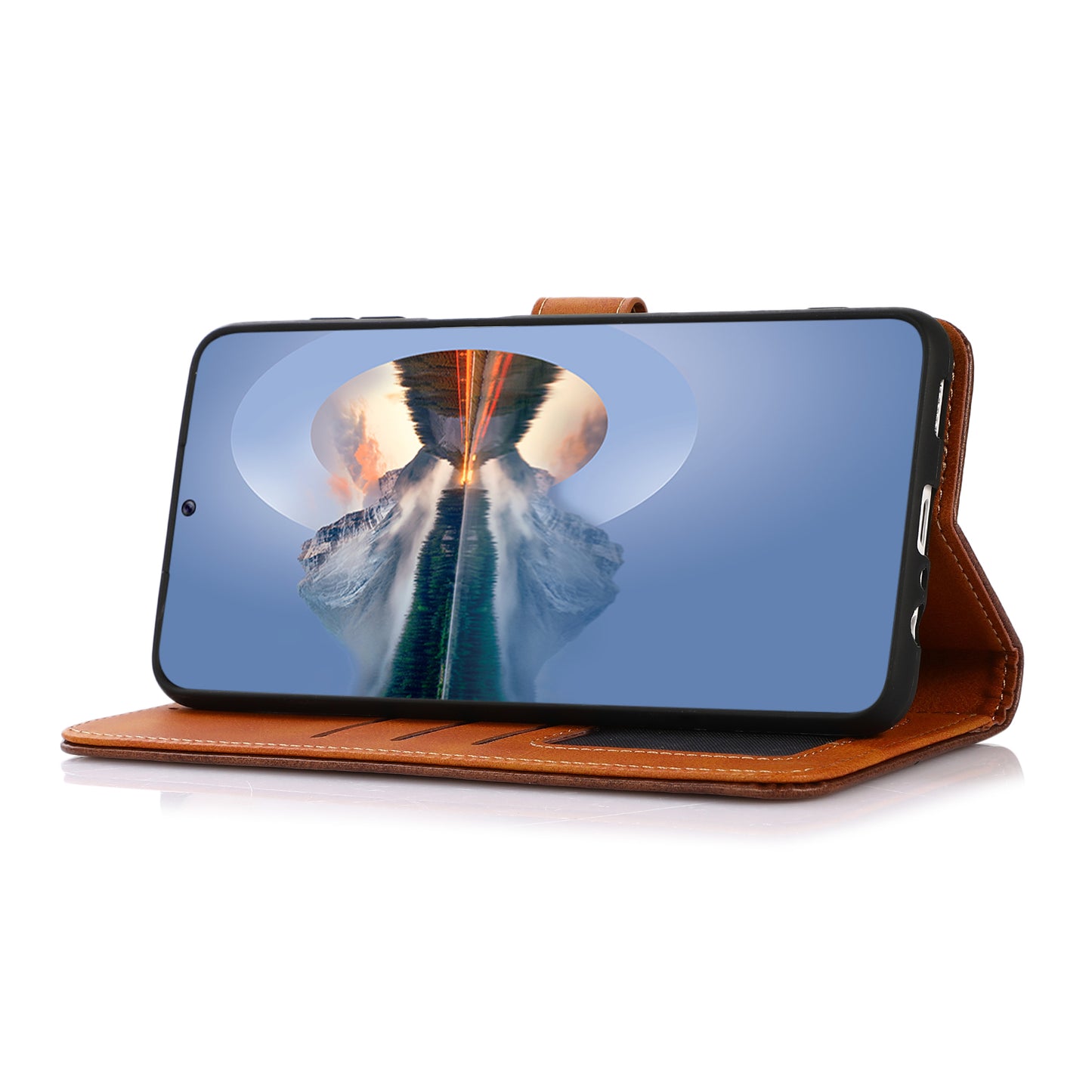 KHAZNEH Wallet Stand Magnetic Golden Clasp Shock Absorption Leather Cover Case for Honor 50