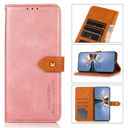 KHAZNEH Wallet Stand Magnetic Golden Clasp Shock Absorption Leather Cover Case for Honor 50