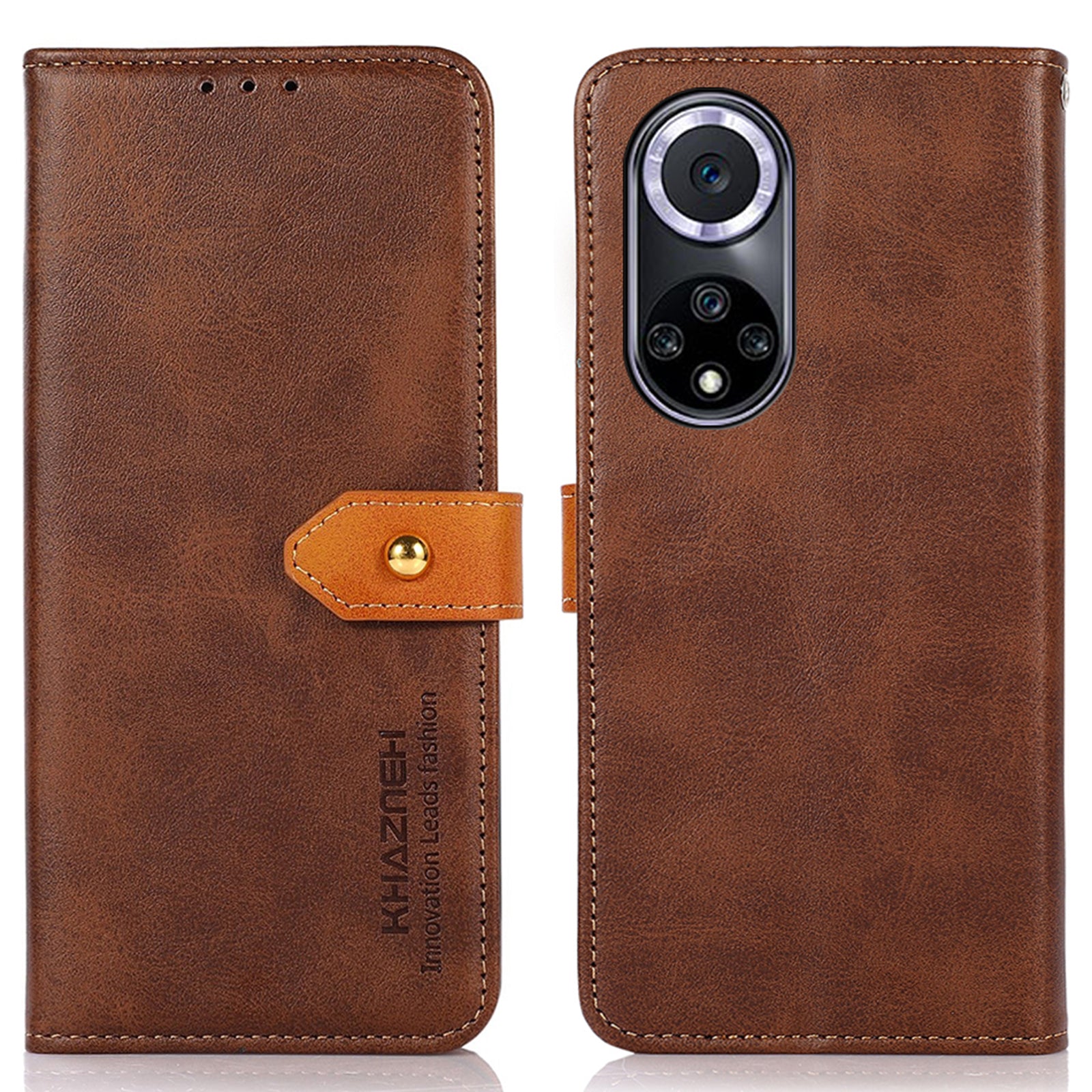 KHAZNEH Wallet Stand Magnetic Golden Clasp Shock Absorption Leather Cover Case for Honor 50