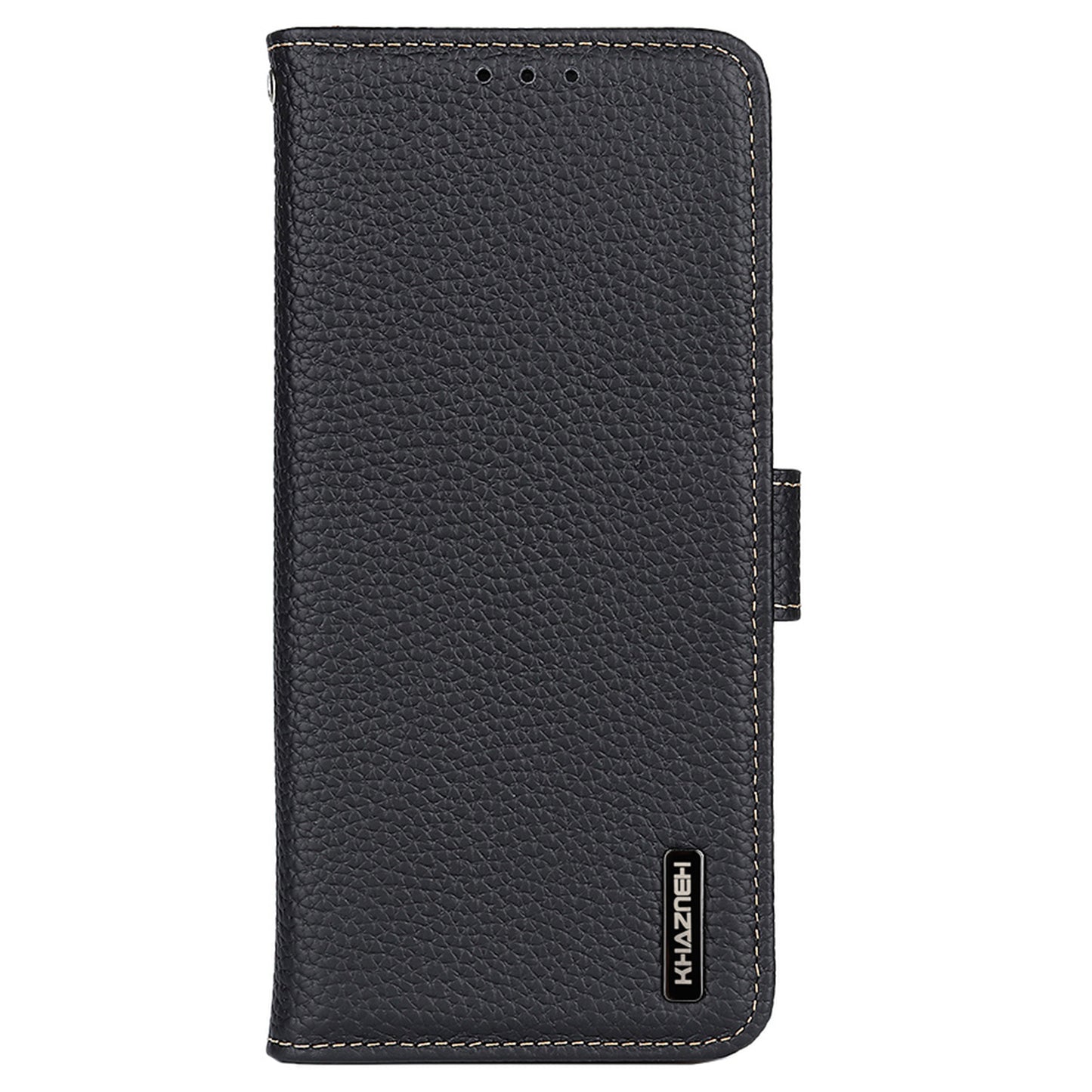 KHAZNEH Stand Litchi Texture Top Layer Flip Genuine Leather Wallet Magnetic Closure Protective Case for Honor 50
