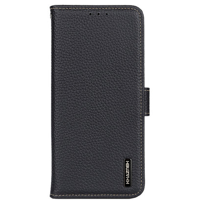 KHAZNEH Stand Litchi Texture Top Layer Flip Genuine Leather Wallet Magnetic Closure Protective Case for Honor 50