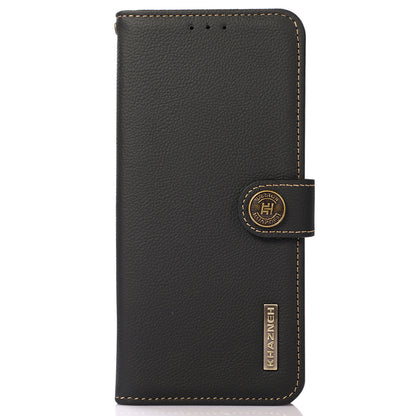 KHAZNEH Genuine Leather Stand RFID Blocking Anti-swiping Top Layer Wallet Magnetic Shockproof Cover for Honor 50