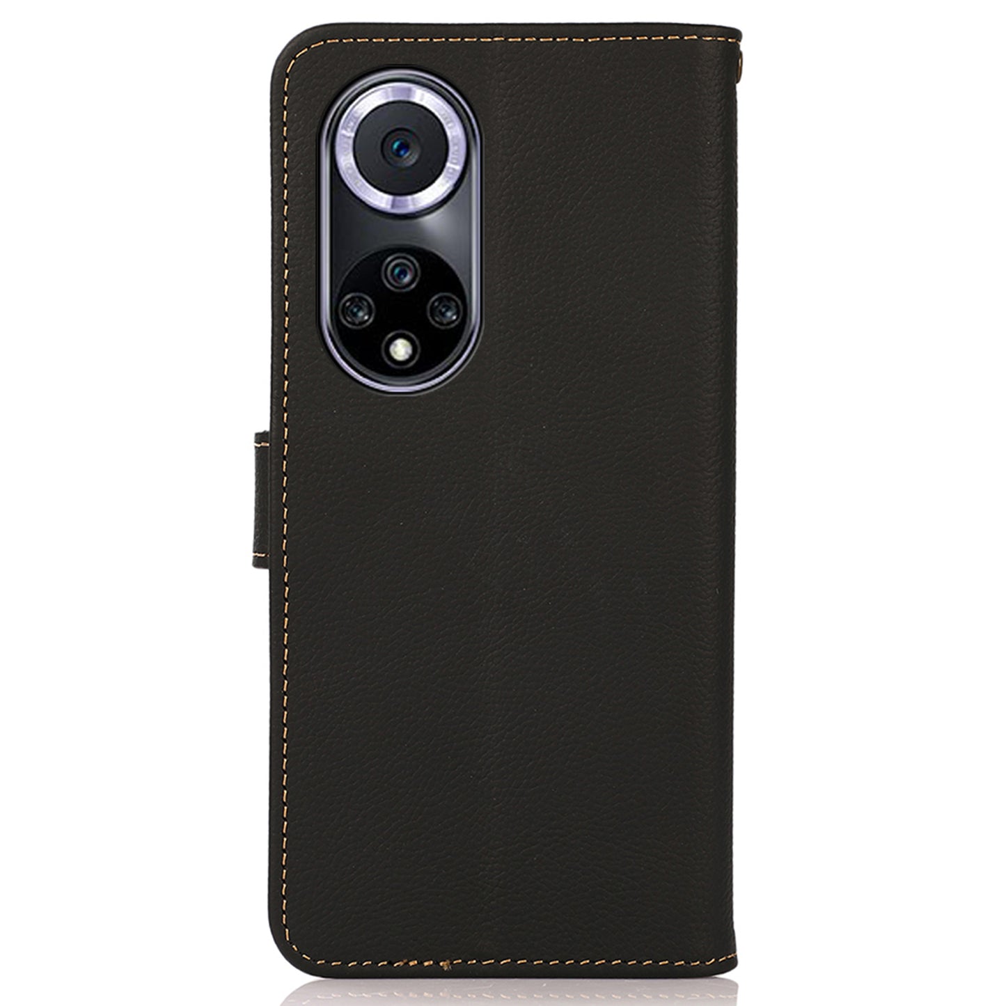KHAZNEH Genuine Leather Stand RFID Blocking Anti-swiping Top Layer Wallet Magnetic Shockproof Cover for Honor 50