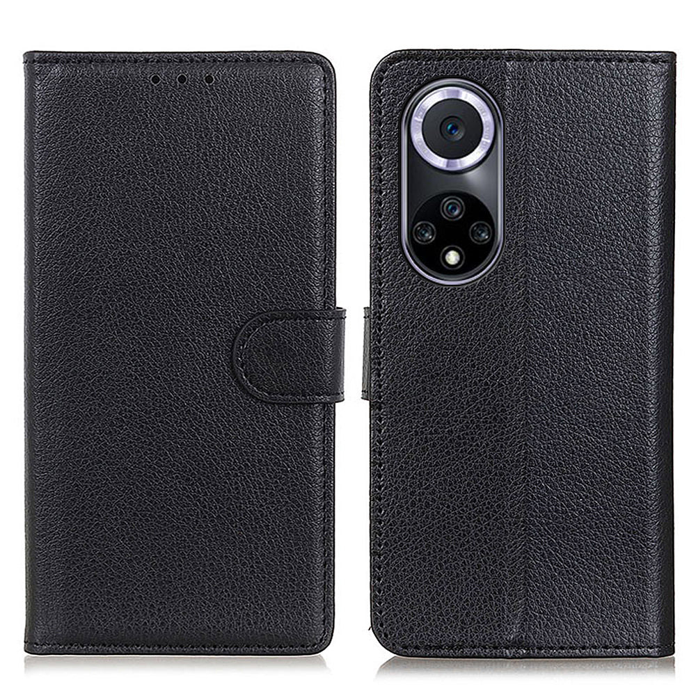 Litchi Texture Scratch Resistant Shock-absorption PU Leather Stand Wallet Phone Case Cover for Honor 50