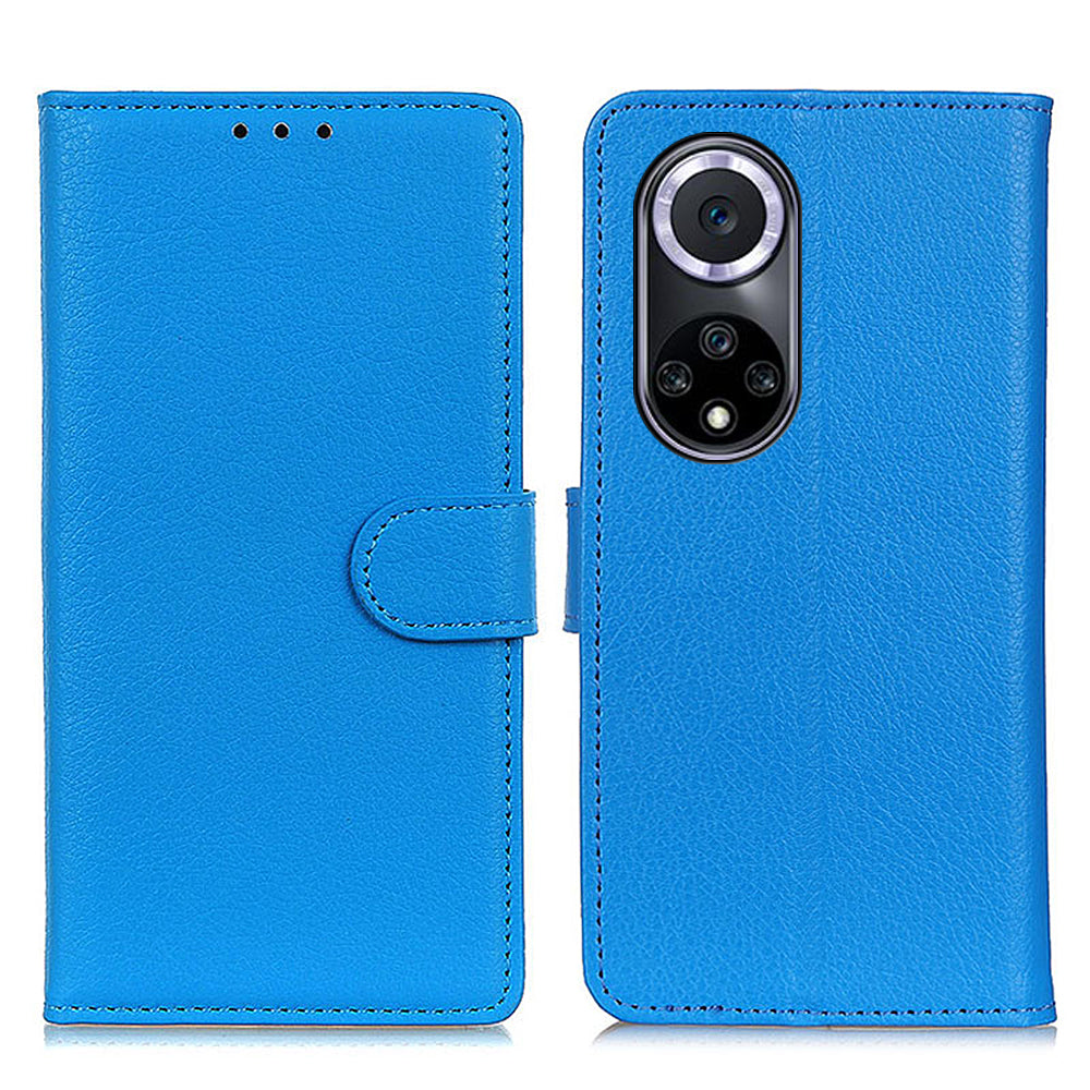 Litchi Texture Scratch Resistant Shock-absorption PU Leather Stand Wallet Phone Case Cover for Honor 50