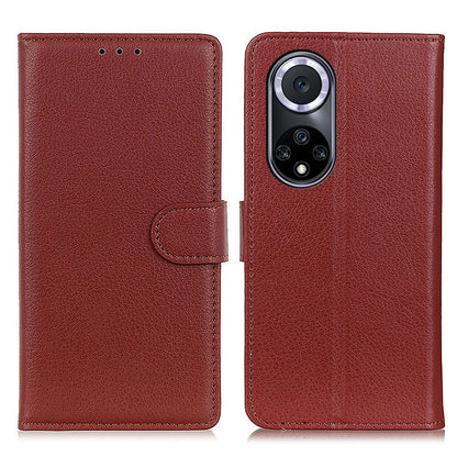 Litchi Texture Scratch Resistant Shock-absorption PU Leather Stand Wallet Phone Case Cover for Honor 50