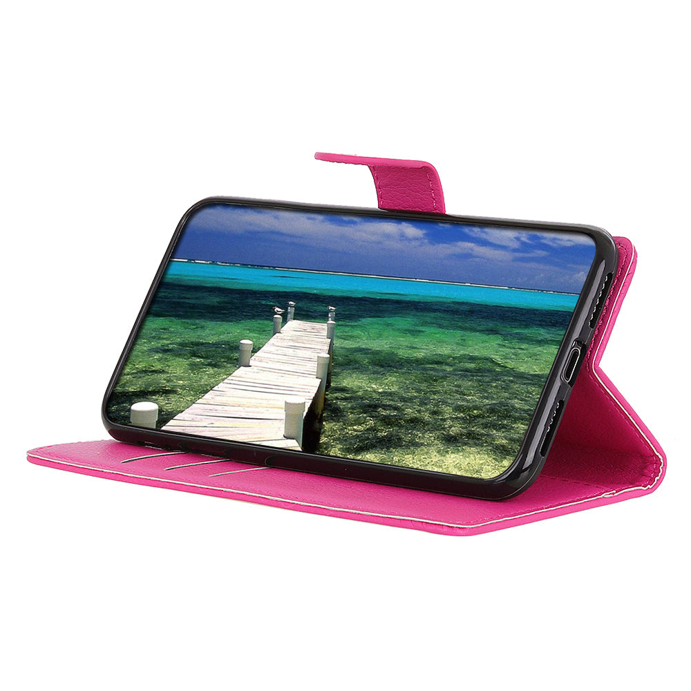 Litchi Texture Scratch Resistant Shock-absorption PU Leather Stand Wallet Phone Case Cover for Honor 50