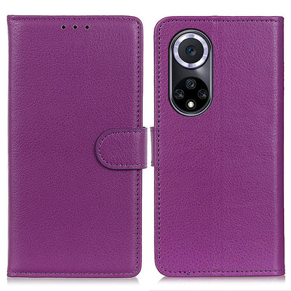 Litchi Texture Scratch Resistant Shock-absorption PU Leather Stand Wallet Phone Case Cover for Honor 50
