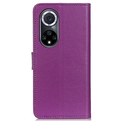 Litchi Texture Scratch Resistant Shock-absorption PU Leather Stand Wallet Phone Case Cover for Honor 50