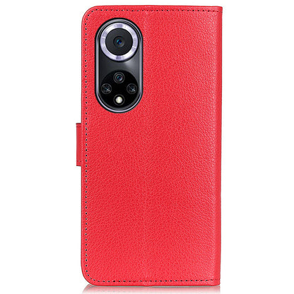 Litchi Texture Scratch Resistant Shock-absorption PU Leather Stand Wallet Phone Case Cover for Honor 50
