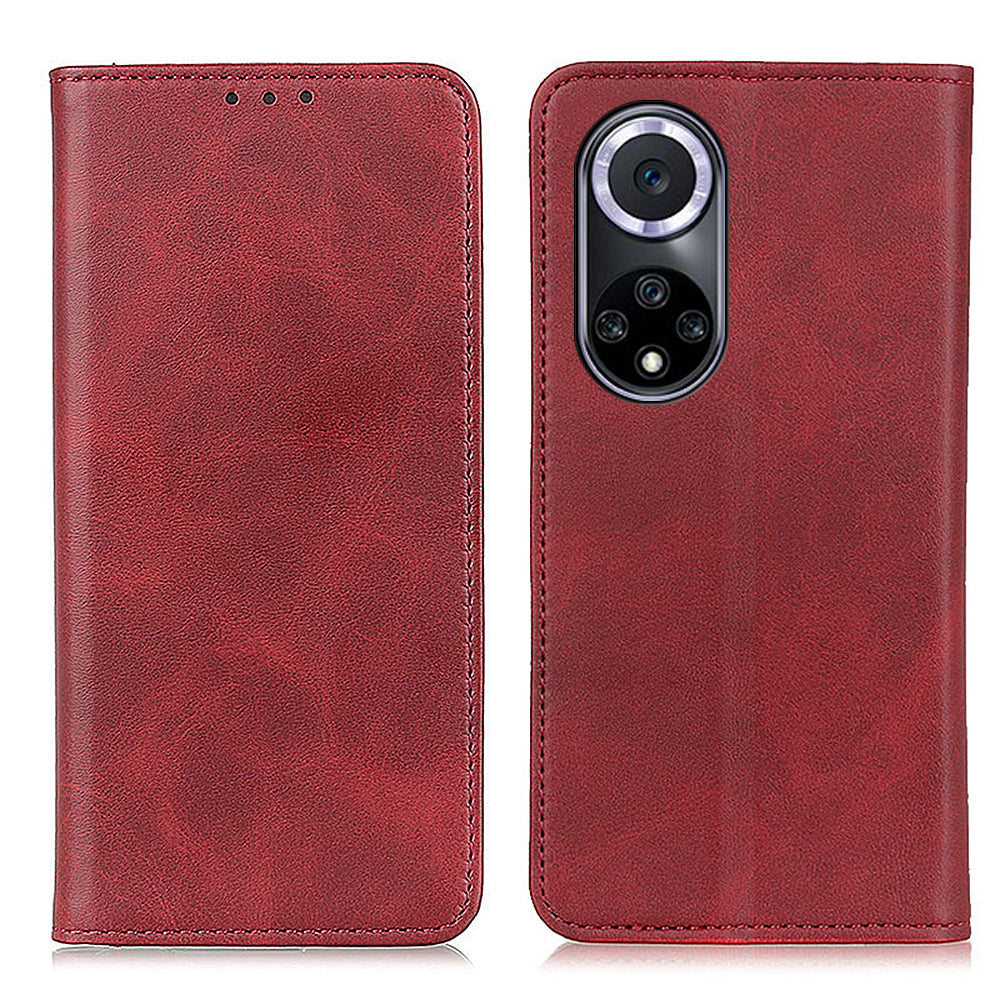 Magnetic Auto-absorbed Phone Case Shockproof Stand Split Leather Wallet Flip Phone Protective Cover for Honor 50