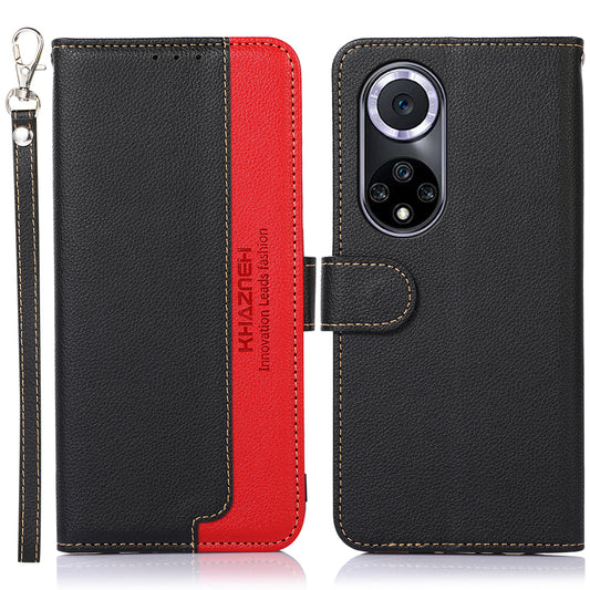KHAZNEH RFID Blocking Litchi Texture Leather Wallet Phone Case Cover for Honor 50