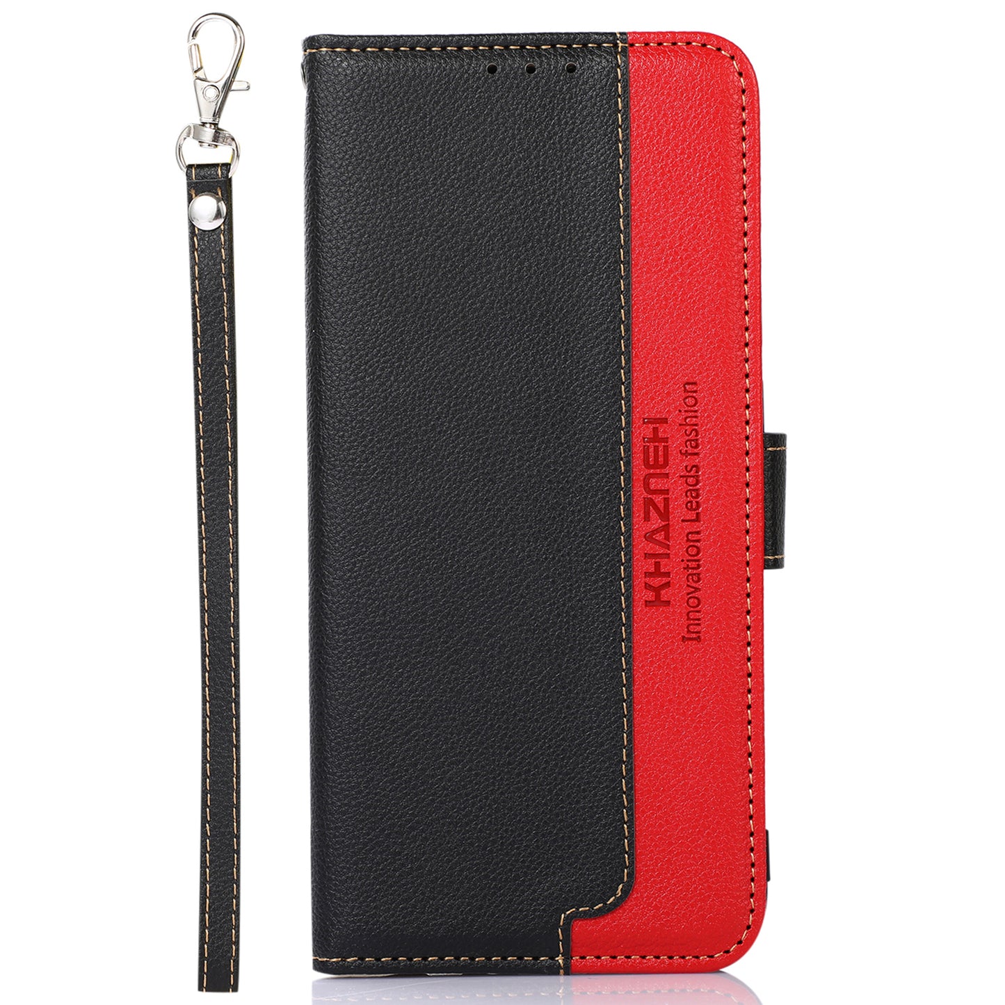 KHAZNEH RFID Blocking Litchi Texture Leather Wallet Phone Case Cover for Honor 50