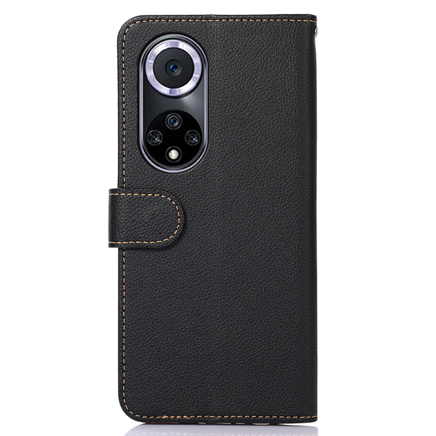 KHAZNEH RFID Blocking Litchi Texture Leather Wallet Phone Case Cover for Honor 50