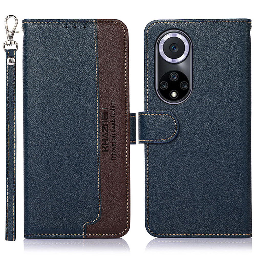 KHAZNEH RFID Blocking Litchi Texture Leather Wallet Phone Case Cover for Honor 50