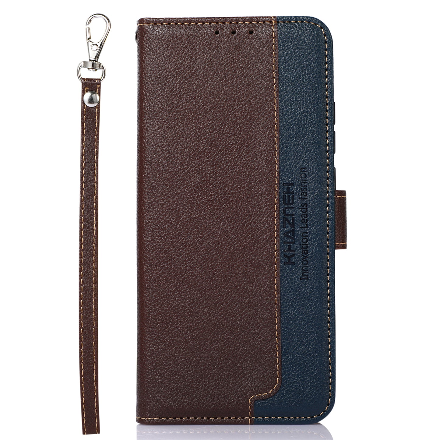 KHAZNEH RFID Blocking Litchi Texture Leather Wallet Phone Case Cover for Honor 50