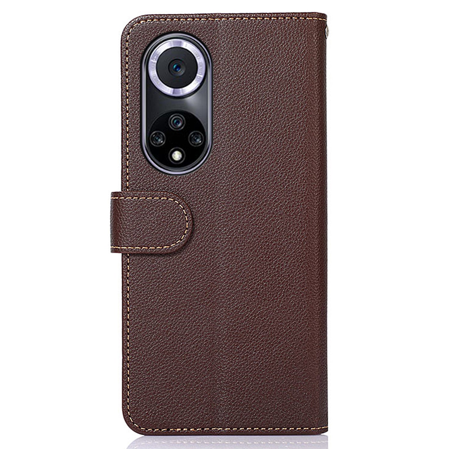 KHAZNEH RFID Blocking Litchi Texture Leather Wallet Phone Case Cover for Honor 50