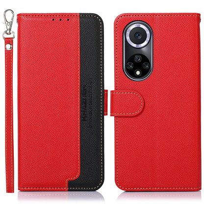 KHAZNEH RFID Blocking Litchi Texture Leather Wallet Phone Case Cover for Honor 50