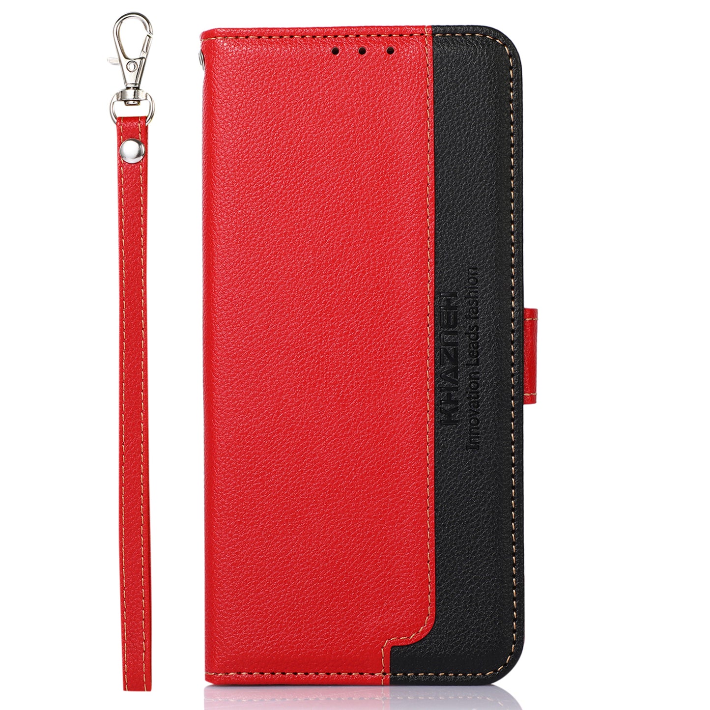KHAZNEH RFID Blocking Litchi Texture Leather Wallet Phone Case Cover for Honor 50