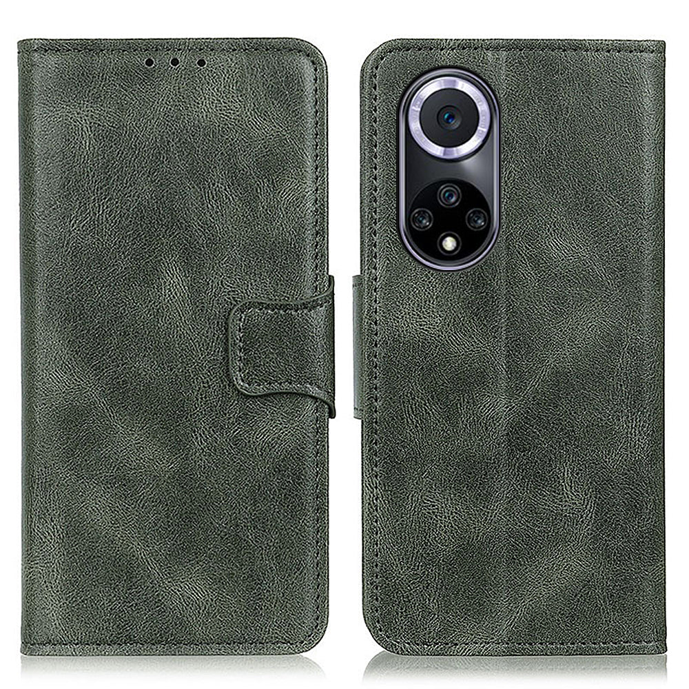 Crazy Horse Texture Magnetic Closure Leather Case Phone Cover with Stand Wallet for Honor 50
