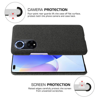 KSQ Scratch Resistant Phone Shell Cloth Coated Plastic Phone Case for Huawei nova 9 / Honor 50