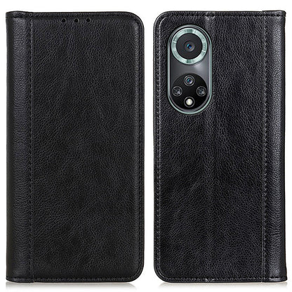 Magnetic Auto Closing Litchi Texture Split Leather Case Stand Wallet Phone Shell for Honor 50 Pro