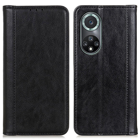 Magnetic Auto Closing Litchi Texture Split Leather Case Stand Wallet Phone Shell for Honor 50 Pro