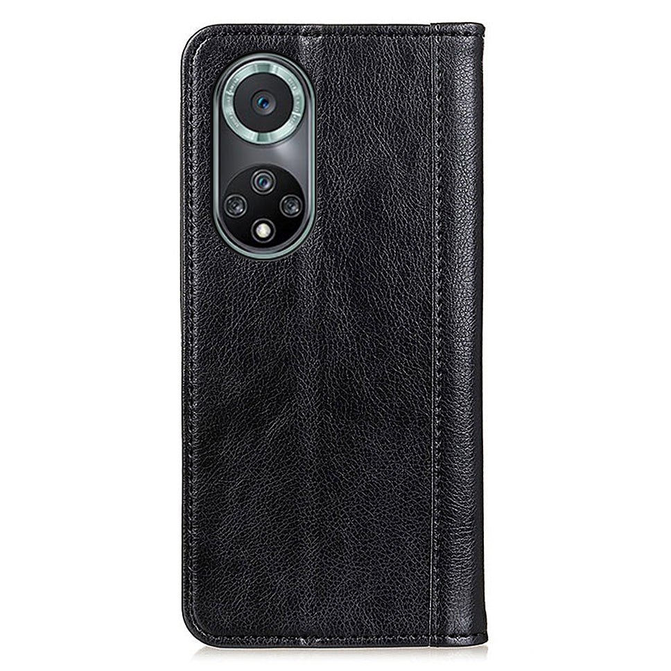 Magnetic Auto Closing Litchi Texture Split Leather Case Stand Wallet Phone Shell for Honor 50 Pro