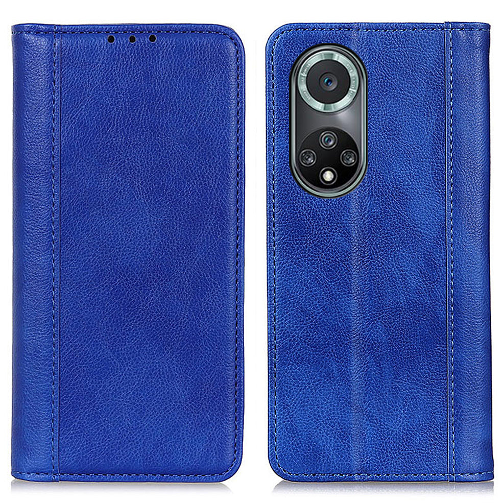 Magnetic Auto Closing Litchi Texture Split Leather Case Stand Wallet Phone Shell for Honor 50 Pro