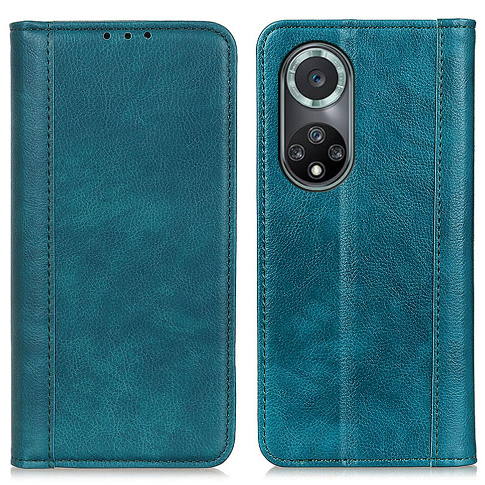 Magnetic Auto Closing Litchi Texture Split Leather Case Stand Wallet Phone Shell for Honor 50 Pro