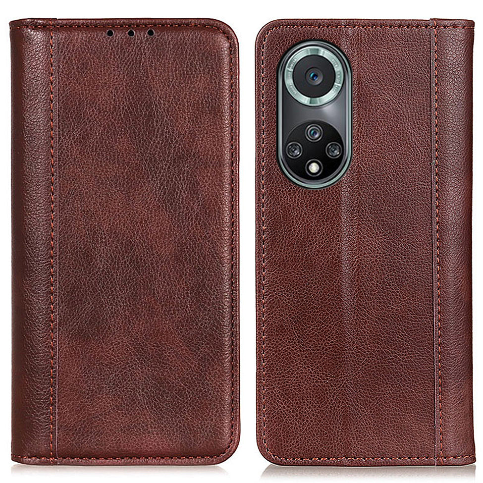 Magnetic Auto Closing Litchi Texture Split Leather Case Stand Wallet Phone Shell for Honor 50 Pro