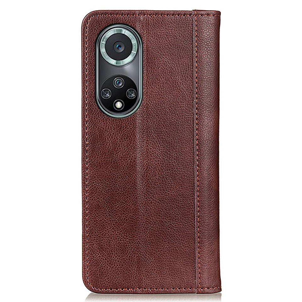 Magnetic Auto Closing Litchi Texture Split Leather Case Stand Wallet Phone Shell for Honor 50 Pro