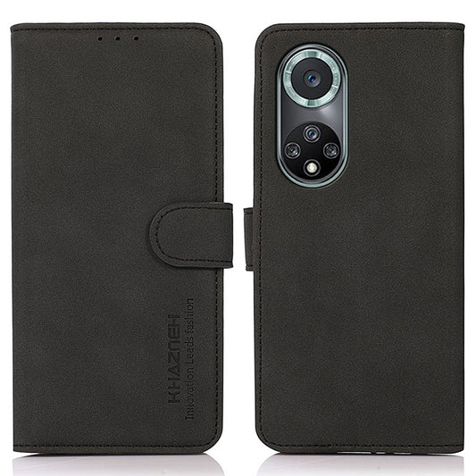 KHAZNEH Textured Leather Dual-sided Magnetic Clasp Phone Cover Stand Wallet Case for Honor 50 Pro