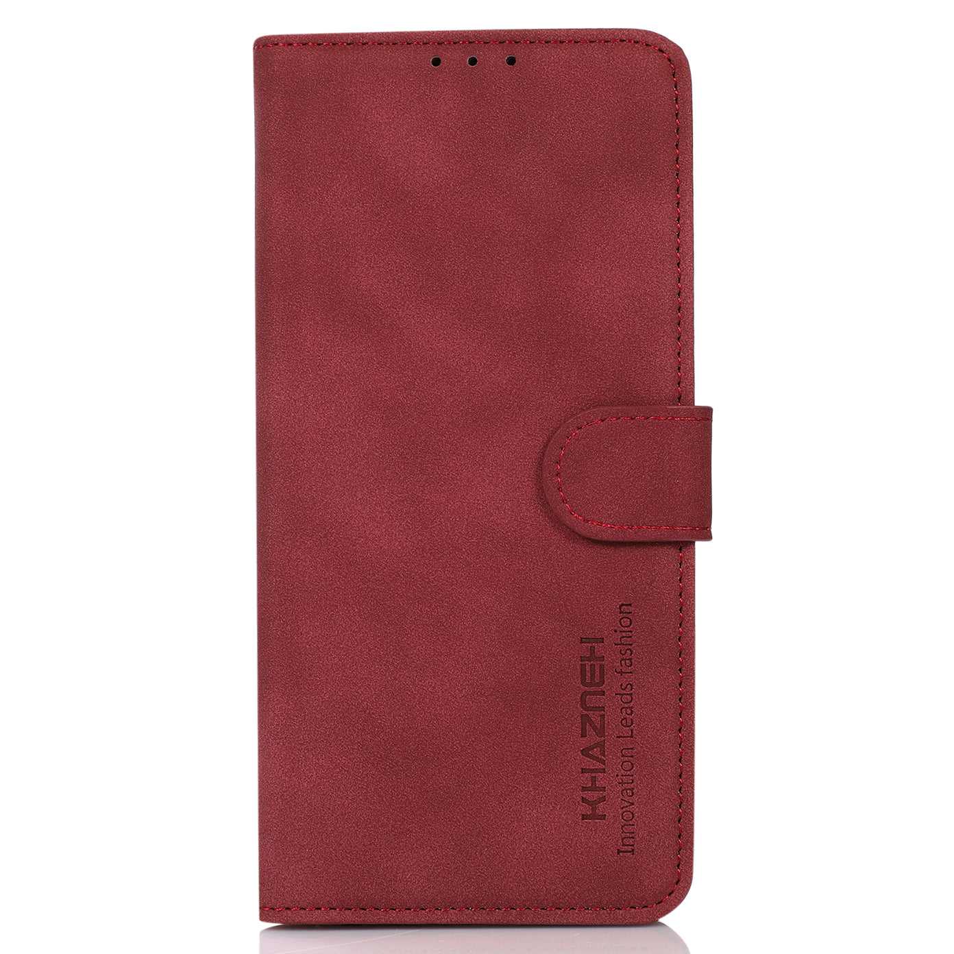 KHAZNEH Textured Leather Dual-sided Magnetic Clasp Phone Cover Stand Wallet Case for Honor 50 Pro