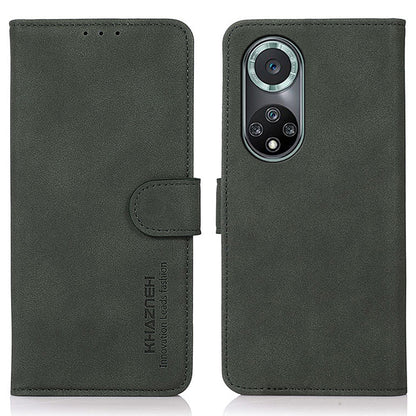 KHAZNEH Textured Leather Dual-sided Magnetic Clasp Phone Cover Stand Wallet Case for Honor 50 Pro