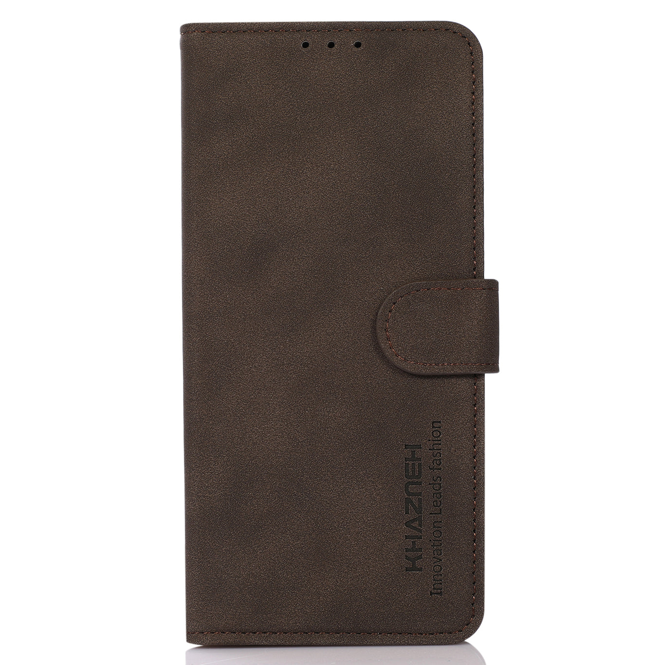 KHAZNEH Textured Leather Dual-sided Magnetic Clasp Phone Cover Stand Wallet Case for Honor 50 Pro