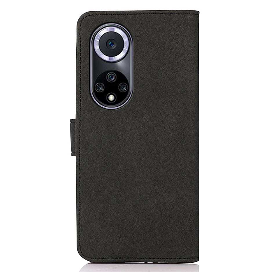 KHAZNEH Drop-resistant Textured Leather Protective Phone Wallet Cover Stand Case for Honor 50