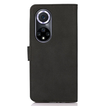 KHAZNEH Drop-resistant Textured Leather Protective Phone Wallet Cover Stand Case for Honor 50