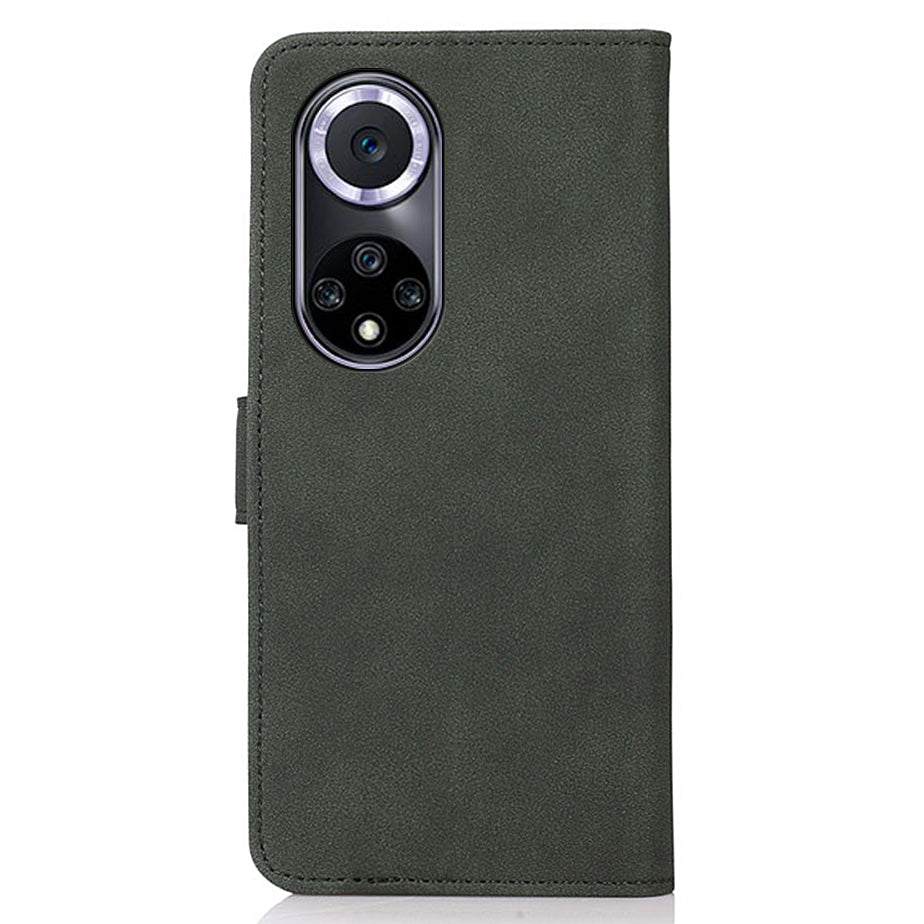 KHAZNEH Drop-resistant Textured Leather Protective Phone Wallet Cover Stand Case for Honor 50