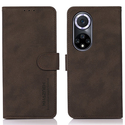 KHAZNEH Drop-resistant Textured Leather Protective Phone Wallet Cover Stand Case for Honor 50
