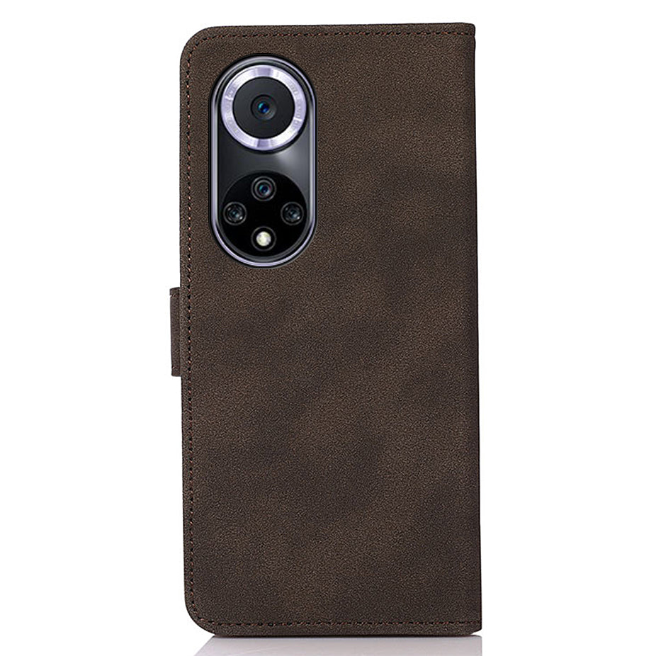 KHAZNEH Drop-resistant Textured Leather Protective Phone Wallet Cover Stand Case for Honor 50