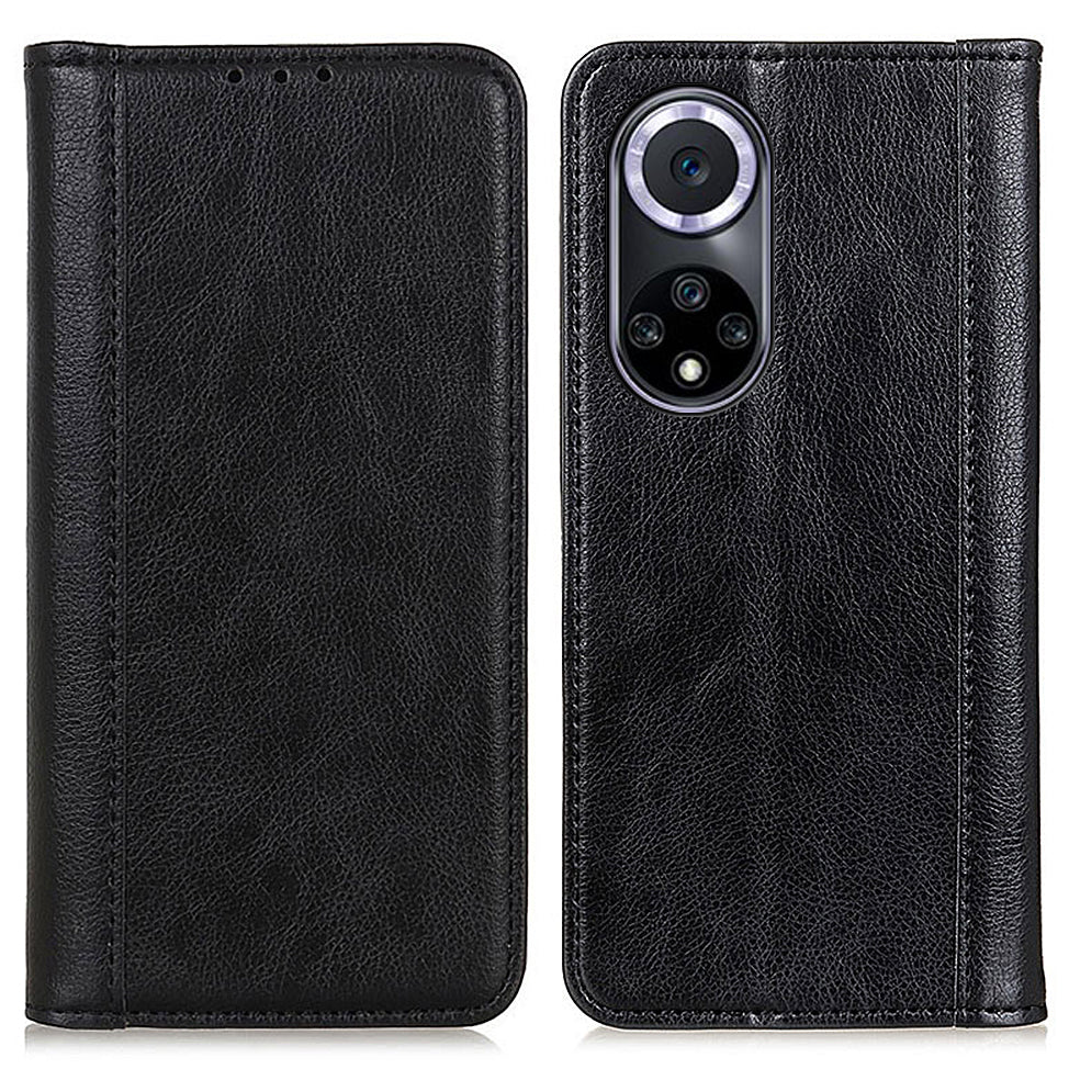 Auto Closing Magnet Litchi Texture Split Leather Phone Case with Stand Wallet for Honor 50