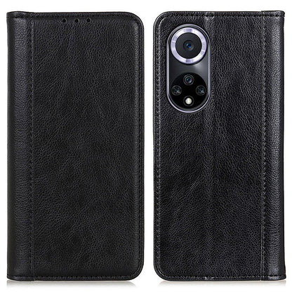 Auto Closing Magnet Litchi Texture Split Leather Phone Case with Stand Wallet for Honor 50