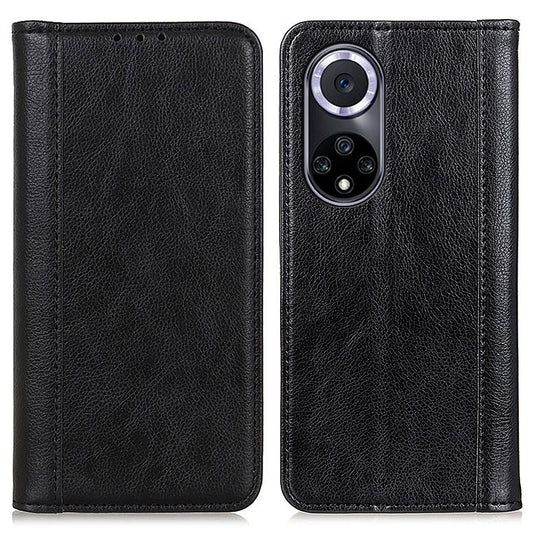 Auto Closing Magnet Litchi Texture Split Leather Phone Case with Stand Wallet for Honor 50