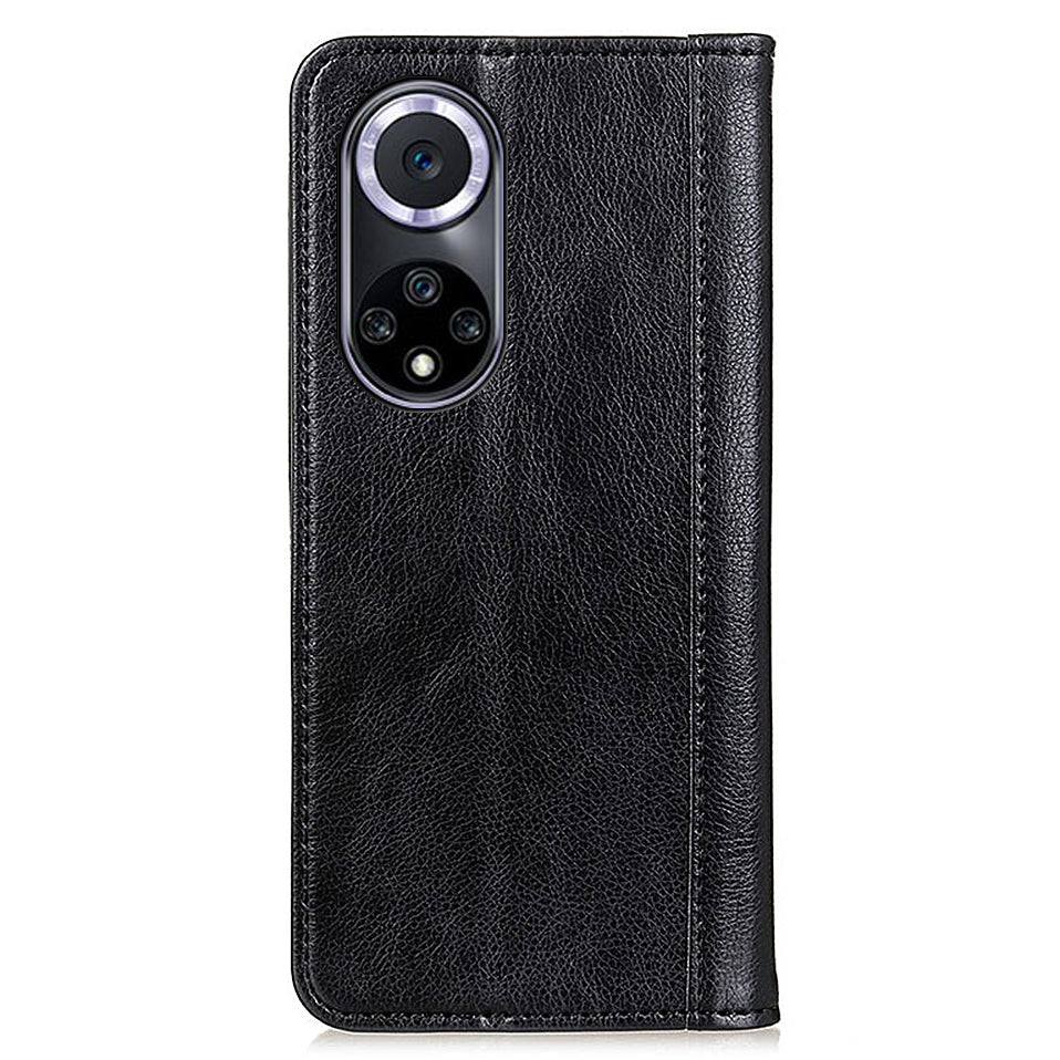 Auto Closing Magnet Litchi Texture Split Leather Phone Case with Stand Wallet for Honor 50