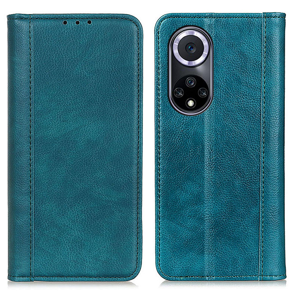 Auto Closing Magnet Litchi Texture Split Leather Phone Case with Stand Wallet for Honor 50