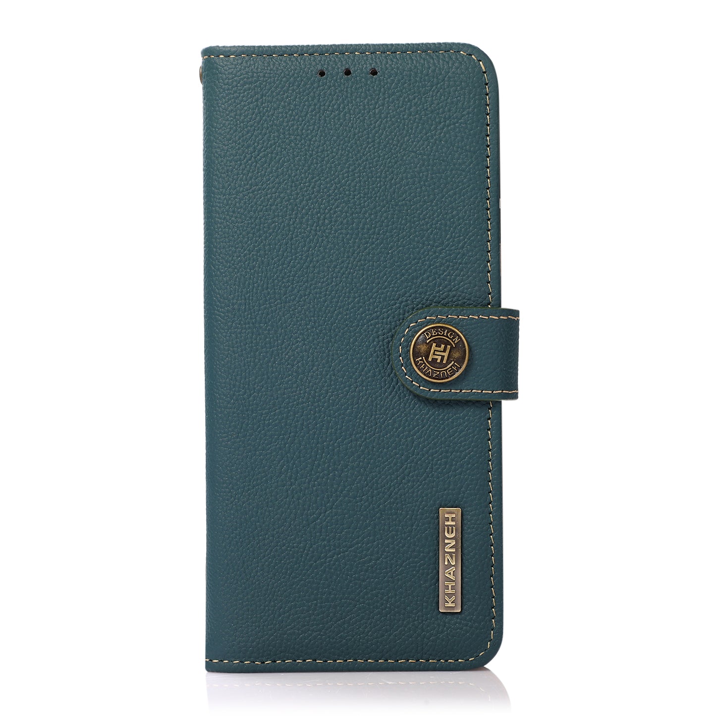 KHAZNEH Top Layer Genuine Leather RFID Blocking Well-Protected Anti-Fall Stand Wallet Folio Flip Case for Honor 50 Lite/Huawei nova 8i