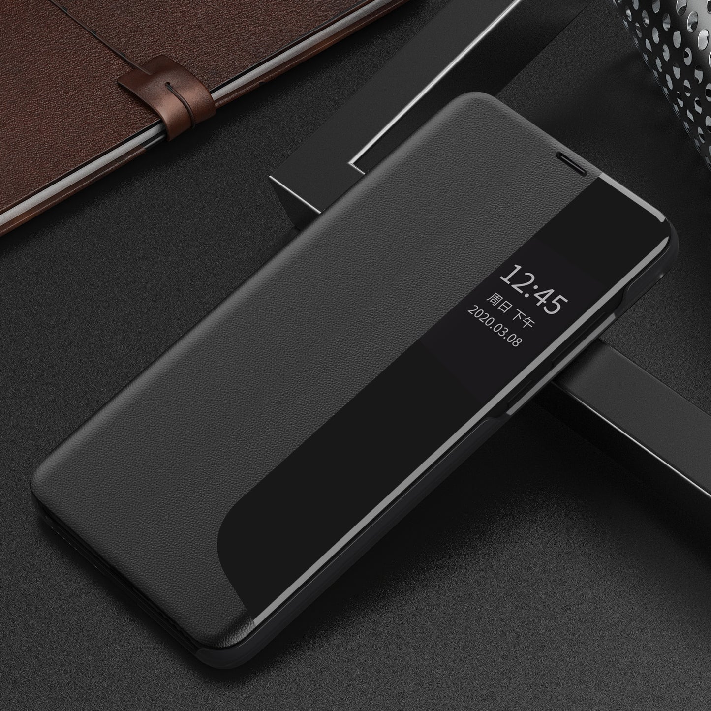 Smart View Window Stand Design PU Leather Anti-fall All-inclusive Protection Folio Flip Cover for Honor Magic3 Pro