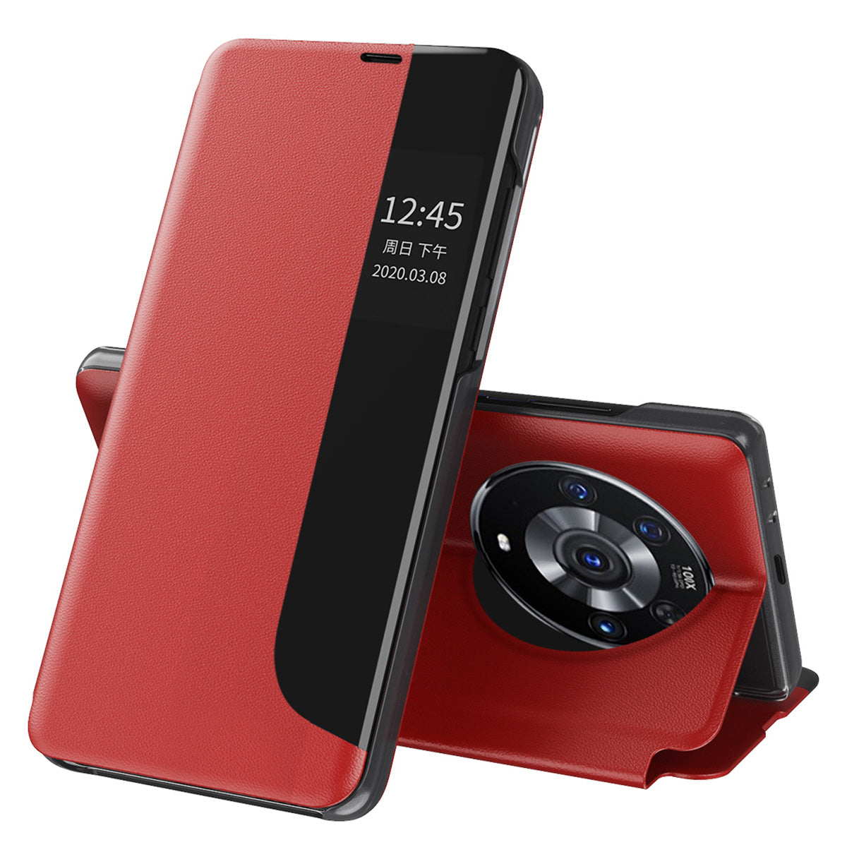 Smart View Window Stand Design PU Leather Anti-fall All-inclusive Protection Folio Flip Cover for Honor Magic3 Pro
